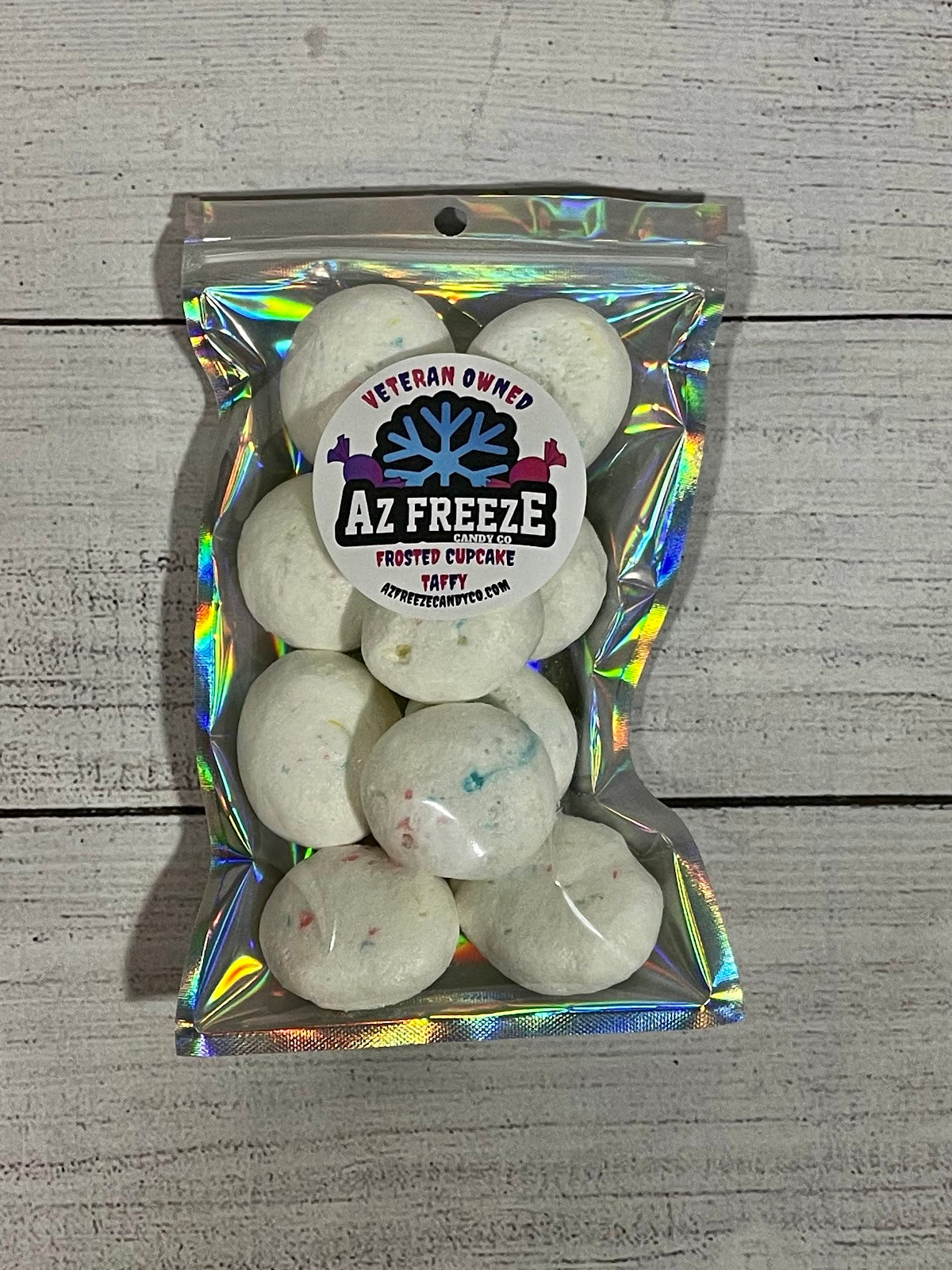 bag of freeze dried frosted cupcake taffy from azfreezecandyco.com