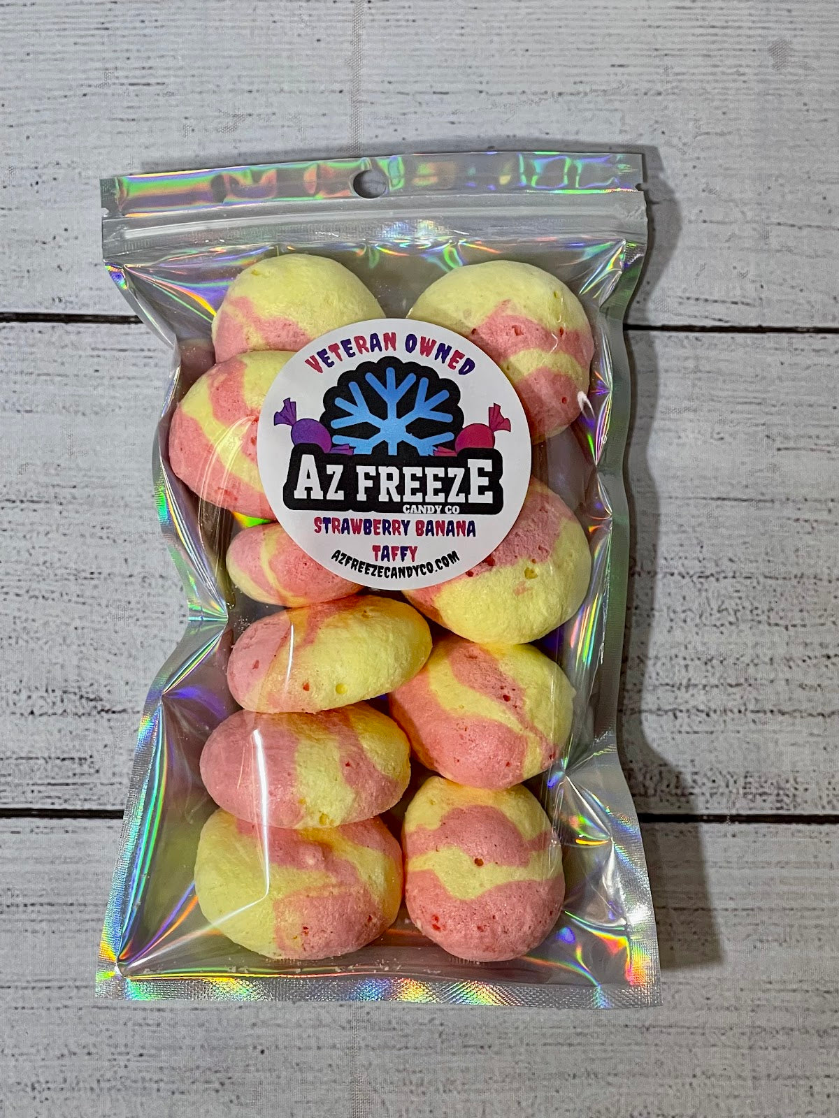 freeze dried strawberry banana taffy