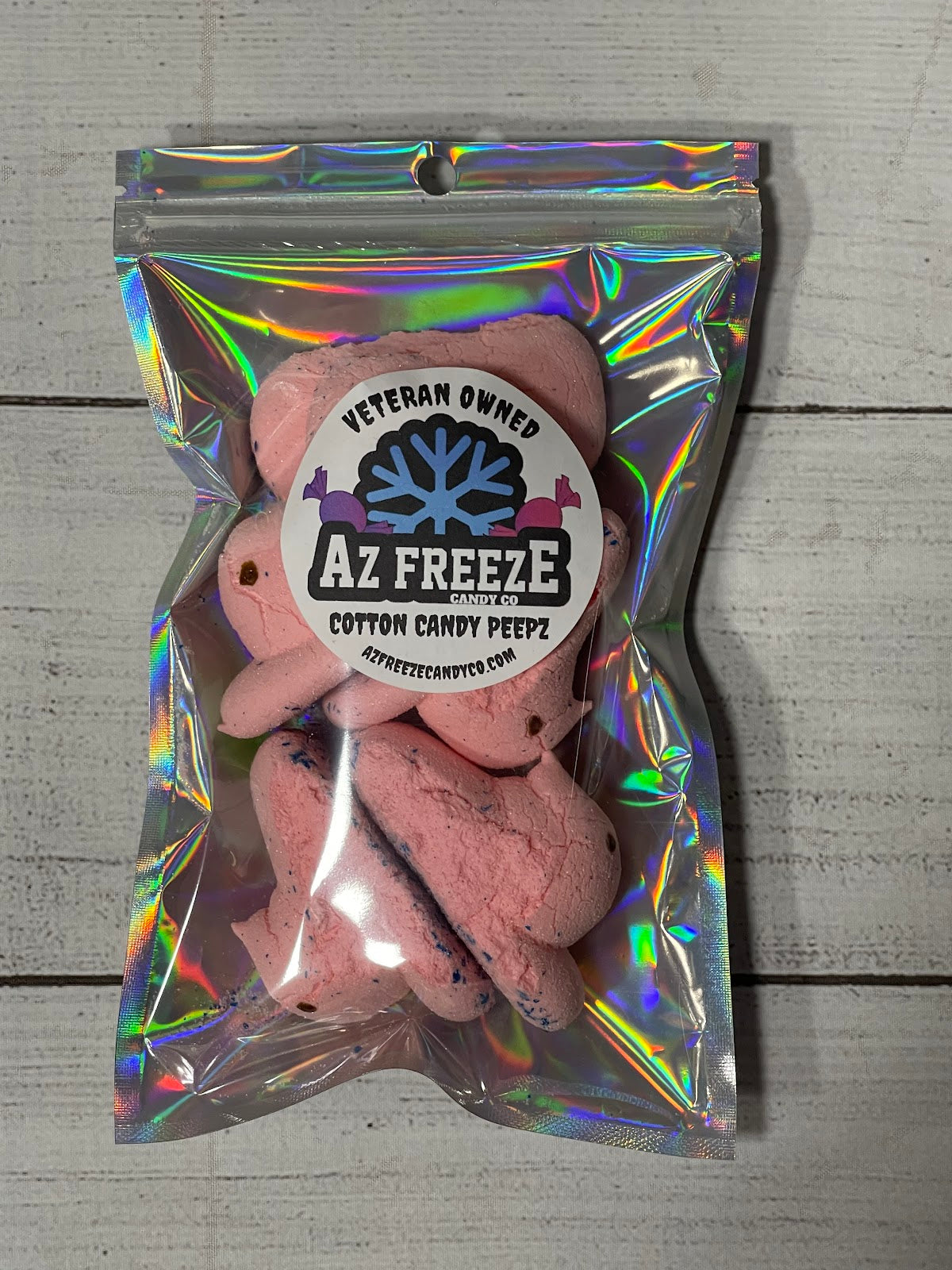 bag of freeze dried cotton candy peeps from azfreezecandyco.com