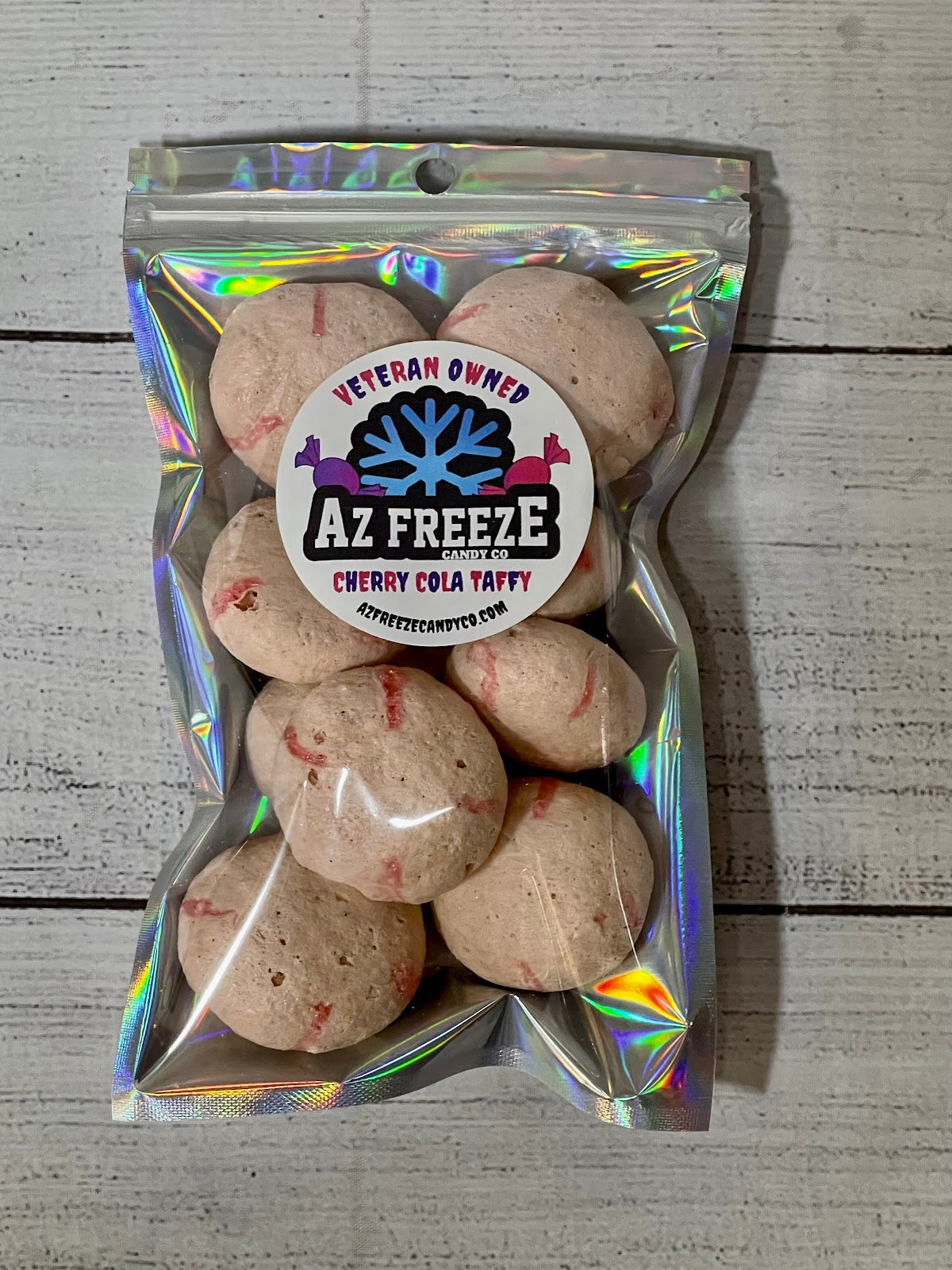 bag of freeze dried cherry cola taffy from azfreezecandyco.com