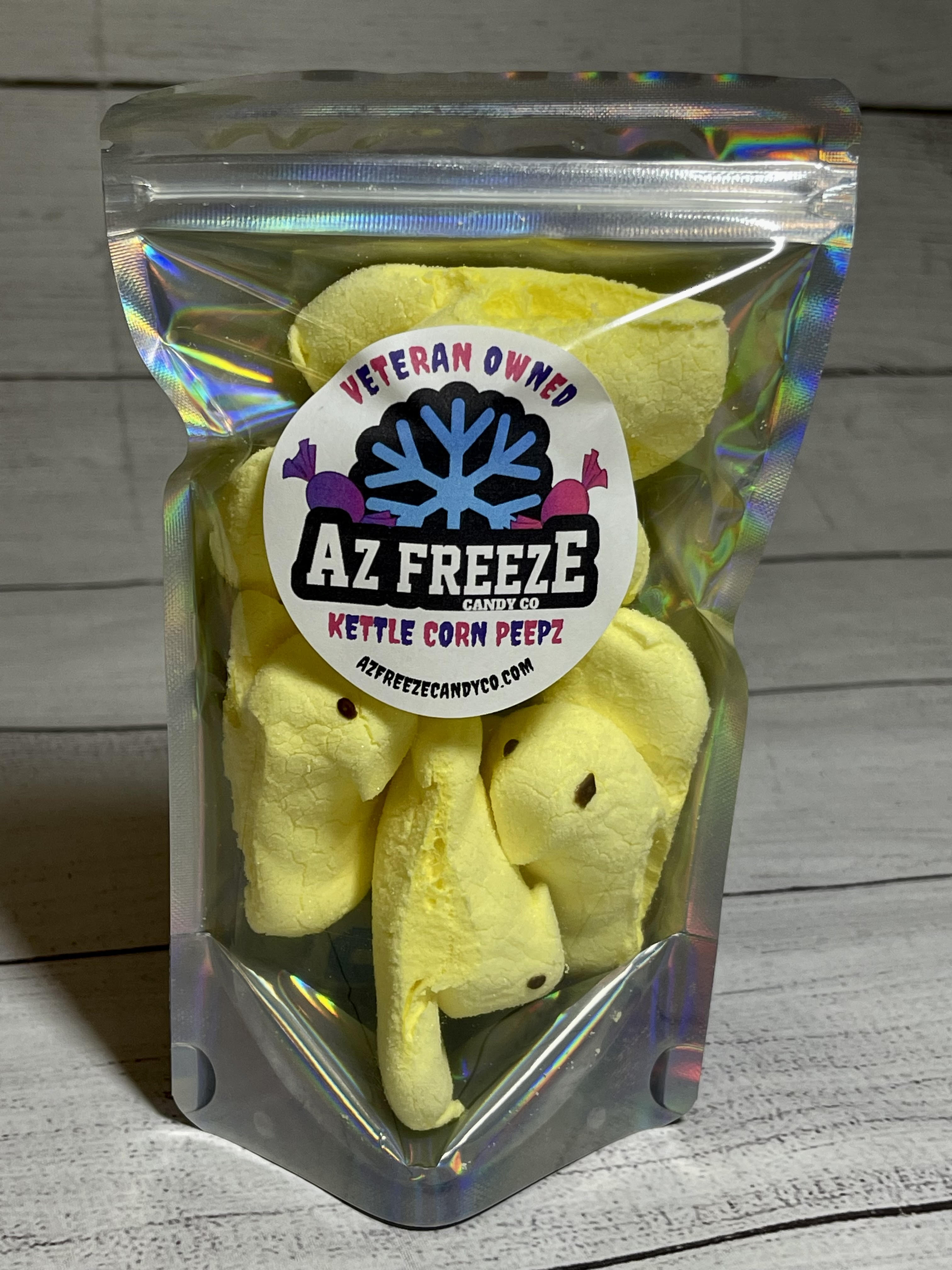 Bag of freeze dried kettle corn peeps from azfreezecandyco.com