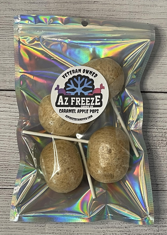 bag of freeze dried caramel apple pops from azfreezecandyco.com